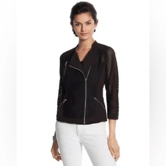 Chico's Jackets & Blazers - Chicos Diamond Mesh Moto Jacket - Size 1 (Medium)